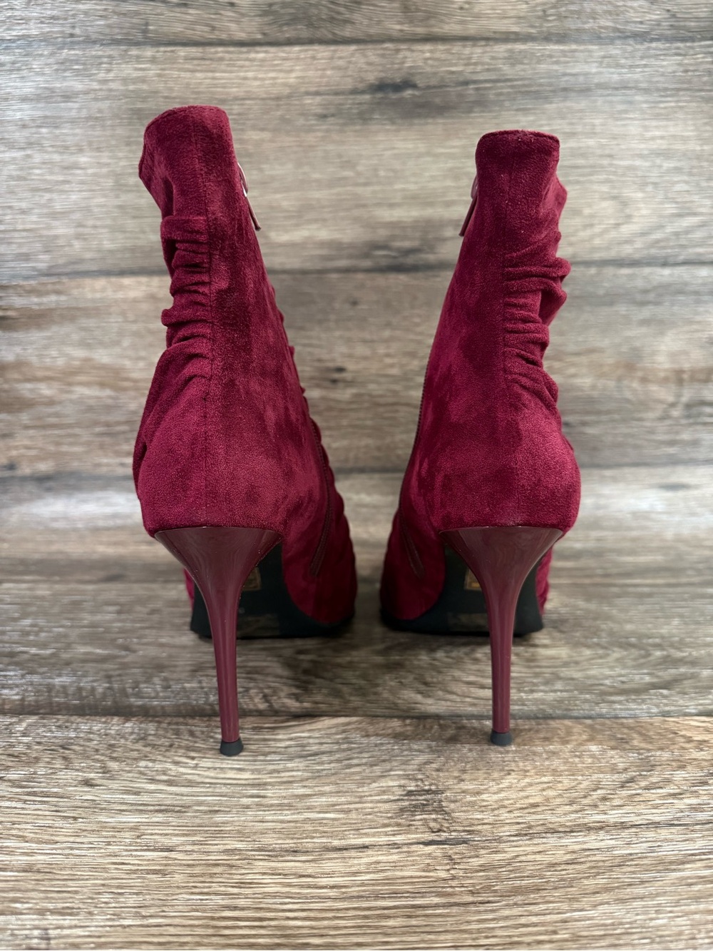 NWOB Jeffrey Campbell Let's Go Pointed Toe Bootie SZ 8 M in WINE SUEDE - Picture 5 of 12